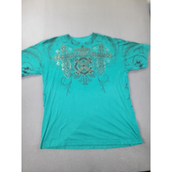 Affliction Other - Xtreme Couture Shirt Mens 5XL Teal Graphic Cross Fleur-de-Lis Affliction Tattoo